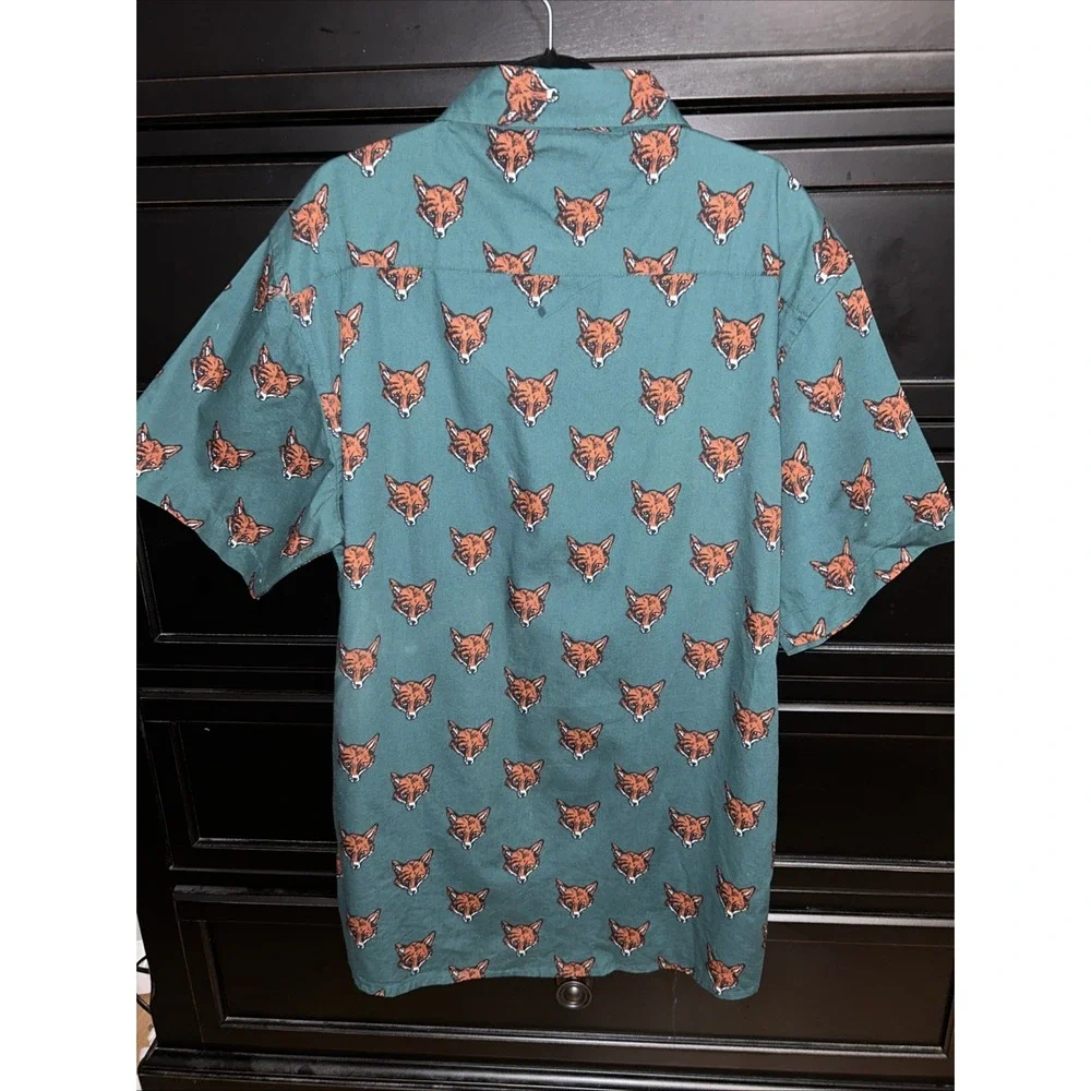 MENS RUN & FLY 50'S/60'S RETRO/VINTAGE/HAWAIIAN FOX HEAD PRINTED‎ SHIRT